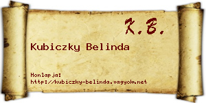 Kubiczky Belinda névjegykártya
